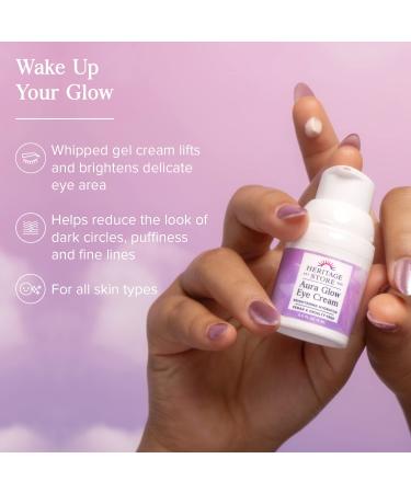 HERITAGE STORE Aura Glow Eye Cream | Brighten Under Eyes Reduce Puffiness & Dark Circles | Vegan Hydrator with Bakuchiol & Hyaluronic Acid 0.5oz - Buy Online on GoSupps.com