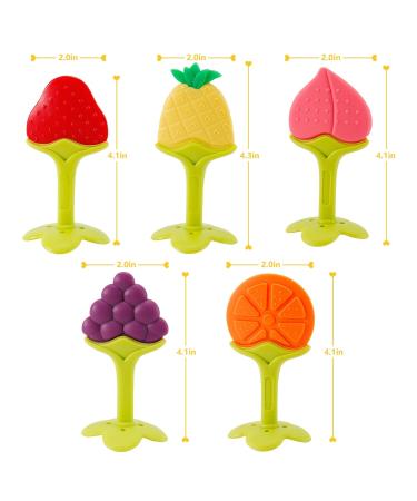 NASHRIO Baby Teething Toys Pack of 5 - BPA Free Silicone Teethers for Newborns - Natural, Organic, and Freezer Safe - Perfect Baby Shower Gift - Buy Online on GoSupps.com