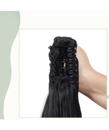Curly Wavy Clip In Ponytail Extension | Matte Material | 18 inch Dark Black Synthetic Hairpiece - Buy Online on GoSupps.com