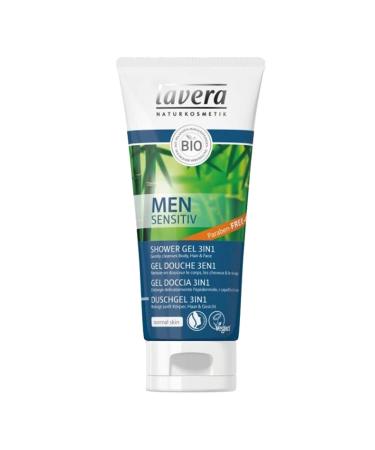 Lavera Men 3 In 1 Organic & Natural Shower Gel For Face Hair and Body - Long-Lasting Freshness (6.6 ounce)