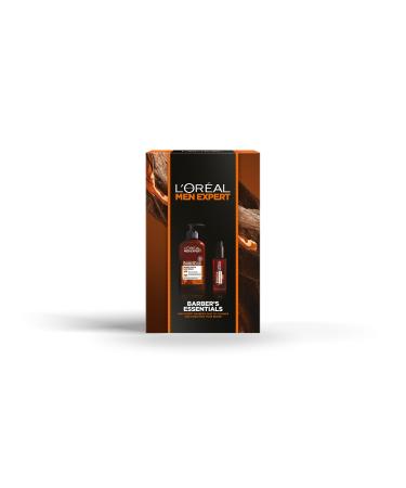 L'Or al Paris Men Expert Barber's Essentials Gift Set for Him Beard Face & Hair Wash and Beard & Skin Oil With Cedarwood Oil Gift Set for Men