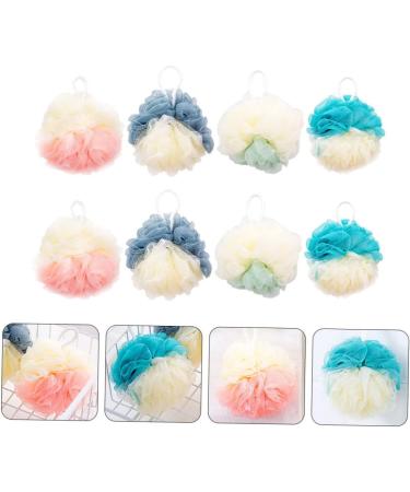 Healeved 8pcs Color Matching Bath Ball Body Scrubber Set - Natural Bath Sponges for Men and Women - Shower Poufs and Body Scrub Mitt - Buy Online on GoSupps.com