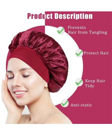 Paefiu 4-Piece Silk Sleeping Hood Set for Women & Girls Breathable Hair Bonnets in Black Red Cyan & Coffee - Buy Online on GoSupps.com