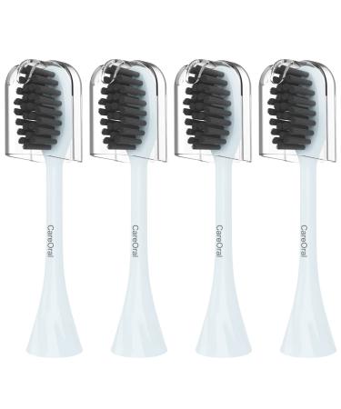 CareOral Replacement Toothbrush Heads Compatible with Philips Sonicare One Tooth Brush Charcoal Bristles for Deep Cleaning HY1100 HY1200 Brush Refills 4 Pack Mint Light Blue