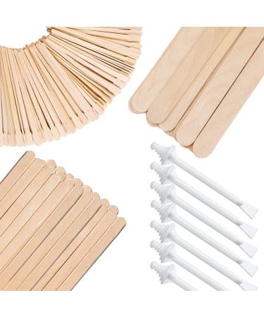 340 Pcs Wooden Wax Sticks Hair Removal 4 Style Wax Sticks Applicators for Body Arms Legs Nose Ear and Eyebrow Hair Removal Waxing Spatulas 340Pcs