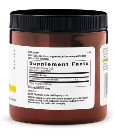 Beyond Raw Chemistry Labs L-Carnitine Powder | Fuels Exercise and Supports Recovery | 30 Servings 3.17 oz - Buy Online on GoSupps.com