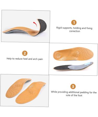 KALLORY Orthopedic Insoles - High Arch Foot Pads Silicone Gel Support Breathable Leather Bracers for Arch Correction - Comfortable & Durable Foot Arch Support (24x8x2.6cm - Buy Online on GoSupps.com