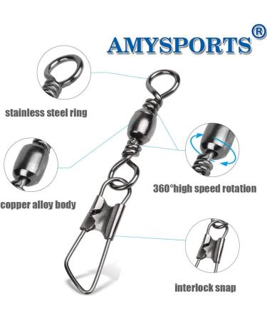 AMYSPORTS Stainless Steel Snap Swivel | High Strength Barrel Snap Fishing Connector | Size 8 (24lb) | 50 pcs - Buy Online on GoSupps.com