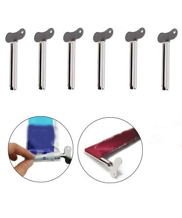 Xinhongo 6 Pcs Stainless Steel Toothpaste Tube Squeezers Metal Key Toothpaste Squeezers for Bathroom Hair Dye Cosmetic Plastic Tubes Squeezer Silver