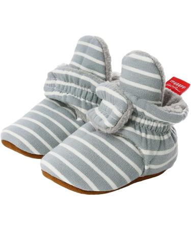 TMEOG Baby Booties Slippers | Infant Boots for Boys and Girls | Winter Sock Crib Shoes | 0-18 Months | Light Green Striped - Buy Online on GoSupps.com