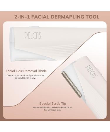 PELCAS Electric Dermaplaning Tool with LED Light - Mini Facial Razor for Painless Hair Removal at Home - 3 Speeds & 6 Blades for Women - Buy Online on GoSupps.com