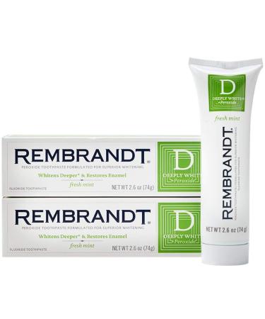 Rembrandt Deeply White + Peroxide Whitening Toothpaste Fresh Mint Flavor 2.6 Ounce (Pack of 2)