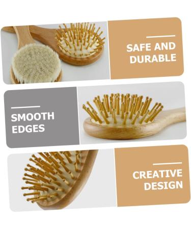 Organic Bamboo Baby Hairbrush Set for Natural Hair Care - Wooden Comb and Soft Wool Bristles for Infant Scalp and Toddler Bathing Essentials - Buy Online on GoSupps.com