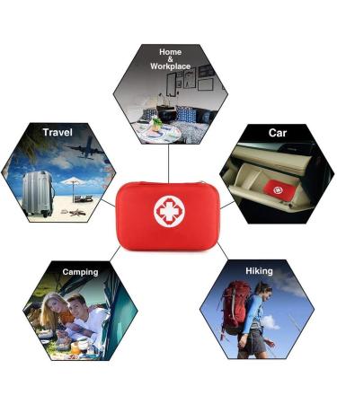 First Aid Set - Essential Hiking Outdoor Bicycle & Travel Kit | 18 Pieces in Red Bag with Bonus Emergency Whistle - Buy Online on GoSupps.com