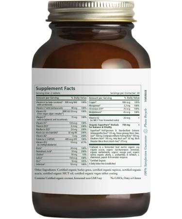 Organic Men's Multivitamin | PURE SYNERGY Vita Min Vitality | 60 Tablets | Non-GMO, Vegan Formula with Organic Ingredients - Buy Online on GoSupps.com