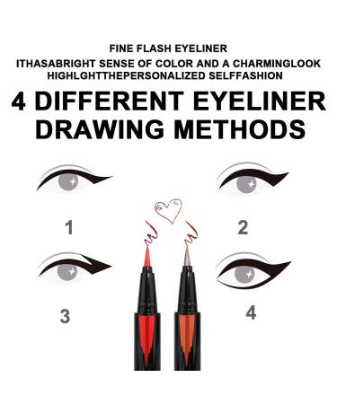 2Pcs Glitter Liquid Eyeliner Makeup Pen Set - Red & Bronze Metallic Satin Finish | Waterproof, Smudge Proof, Long Lasting | High Pigmented Sparkle Eye Liner Pen - 2 Count - Buy Online on GoSupps.com