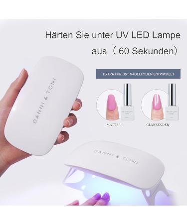 Danni & Toni Half Hardened Gel Nail Films - Sunset Breeze | Light Pink & White Glitter Ombre Nail Wraps | 28 Semi-Hardened Stickers for Stunning Gel Nails - Buy Online on GoSupps.com