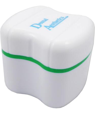 Denture Bath & Brush Storage Container for Soaking Dentures Brush with Double Bristle Head (Green Bath Blue Brush) - Buy Online on GoSupps.com