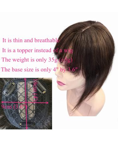 Invisible 12-inch Human Hair Topper with 3D Air Bangs - Dark Brown | Hairpieces for Mild Hair Loss and Grey Hair Coverage - Buy Online on GoSupps.com