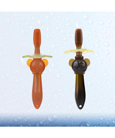 Ipetboom Silicone Baby Toothbrush - 2-in-1 Oral Care Bite Ring for Kids | Soft Bristle Training Brush in Beige - Buy Online on GoSupps.com