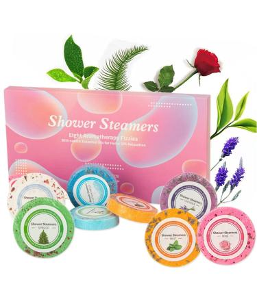 Shower Steamers Aromatherapy - 8 Pcs Bath Bombs with Essential Oils Birthday Valentine Gifts Set for Women and Men Self Care and Relaxation Set for Home SPA