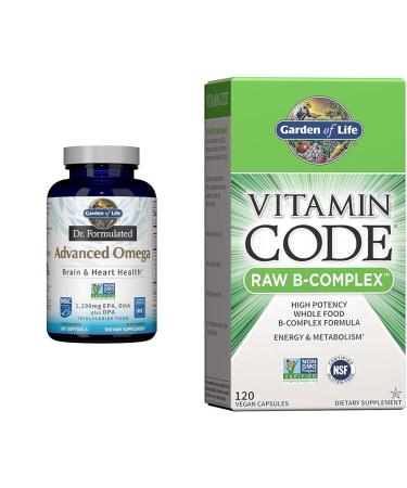 Garden of Life Dr. Formulated Advanced Omega Fish Oil & Vitamin B Complex - Vitamin Code Raw B Complex - 120 Vegan Capsules