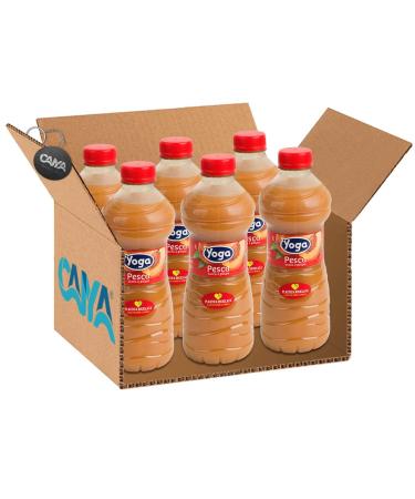 CAIYA 6X Yoga Peach Fruit Juice and Pulp with Italian Peach Flavor 1L CAIYA Box of 6 Bottles