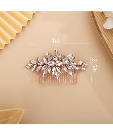 Chargances Crystal Bridal Hair Comb - Rose Gold Rhinestone Wedding Hair Clip - Buy Online on GoSupps.com