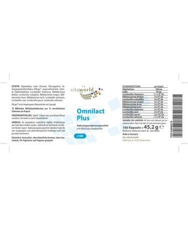 3-Pack Vita World Omnilact Plus Probiotics - 300 Capsules with 10 Tribes of Lactobacillus & Bifidobacterium - International Shipping Available - Buy Online on GoSupps.com