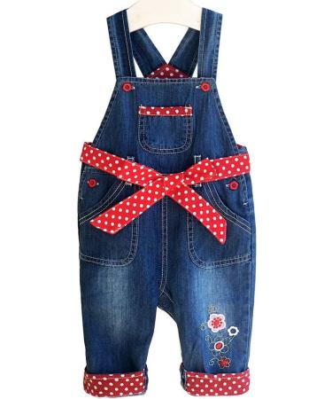 Peacolate Baby Girls Red Overalls with Belt | Kids Pants 6-9 Months - Buy Online on GoSupps.com