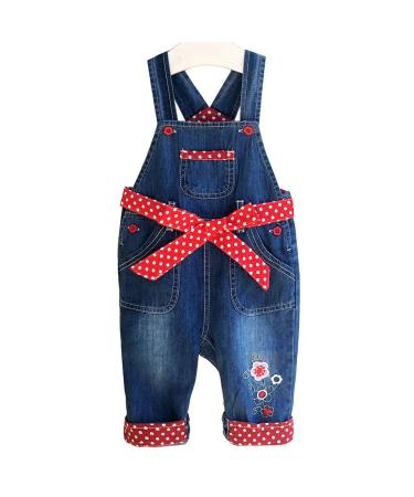 Peacolate 6M-3Years Baby Girls Overalls with Belt 1pcs Jumpstuis Kids Pants Red 6-9 Months