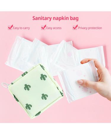 Sanitary Napkin Storage Bag & Menstrual Cup Pouch - White Cactus Design - Buy Online on GoSupps.com