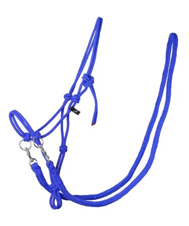 QHP Knotted Halter with Reins Robust 10 mm Thick Rope (Shetty Cobalt Blue) Shetty Cobalt Blue