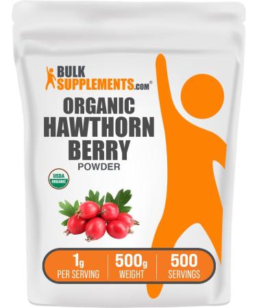 BulkSupplements.com Organic Hawthorn Berry Powder - Hawthorn Berry Supplement Hawthorn Berry Organic - Vegan & Gluten Free 1g per Serving 500g (1.1 lbs) (Pack of 1) 17.6 Ounce (Pack of 1)
