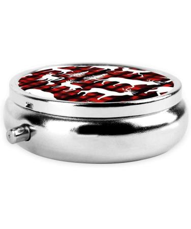 Christmas Cow Deer Mini Round Pill Box | 3 Compartment Portable Pill Organizer for Travel & Home Use - Buy Online on GoSupps.com
