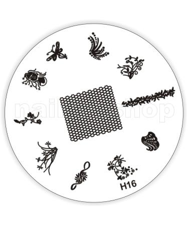 Stamping stencil H16 - flowers ornaments French full cover tendrils etc.