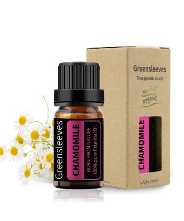 GREENSLEEVES Chamomile Essential Oil, 10ml Pure Plant-Based Fragrance Oil for Aromatherapy, Essential Oils for Diffuser, Air Freshener, Massage, Bath Bomb, Scented Candle Soap Making