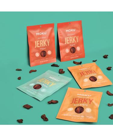 Moku Plant-Based Mushroom Jerky Hawaiian Teriyaki Sweet & Spicy - 3 Pack | Vegan, Gluten-Free, Non-GMO | Healthy Snack & Vegan Meat Alternatives - 2 Oz Each - Buy Online on GoSupps.com