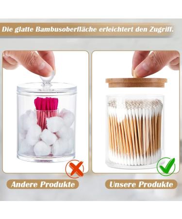 Ivoppe Qtip Holder Set - 4 Piece Cotton Pads Container with Bamboo Lid | Perfect for Makeup Cotton Swabs and Cosmetic Storage - Buy Online on GoSupps.com