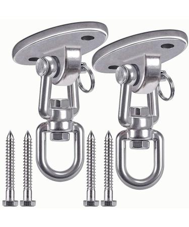 SELEWARE Swing Hangers Permanent Antirust SUS304 Stainless Steel Heavy Duty 360 Swivel Swing Set Brackets 2000 lb Capacity Playground Porch Swing Set Chair Yoga Hammock Rope Tire Pod (2 Pack)