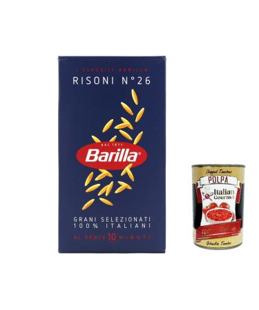 Italian Gourmet E.R. Pack of 20 Barilla Risoni pasta no. 26 100% Italian noodles 500g + Italian gourmet polpa 400g