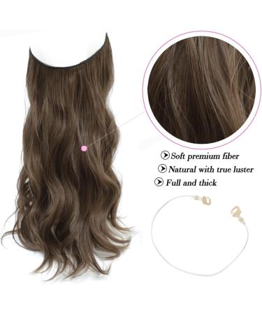 Invisible Wire Wavy Hair Extension 20 Inch Dark Ash Brown - Synthetic Hair Piece for Women - Buy Online on GoSupps.com