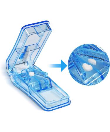 Opret Pill Cutter - Splitter with Blade for Small & Large Pills - Cut Tablets in Half or Quarters - Ideal for Vitamins and Medication - Blue - Buy Online on GoSupps.com