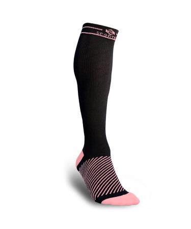 Sportecx Premium compression stockings women and men support stockings compression socks made of cotton for sports travel pregnancy black-pink S-M
