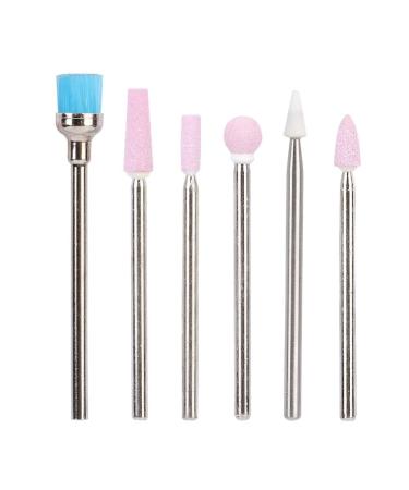 Nail Drill Bit Set 6Pcs Stainless Steel Nail Drill Heads Manicure Accessories Nail Art File Bits Tools(#6)