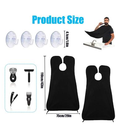 Jootuepo Beard Bibs for Men - 2 Pack Waterproof Trimming Catcher with 4 Suction Cups Non-Stick Care Cloth - Perfect Gifts for Men (Black) - Buy Online on GoSupps.com