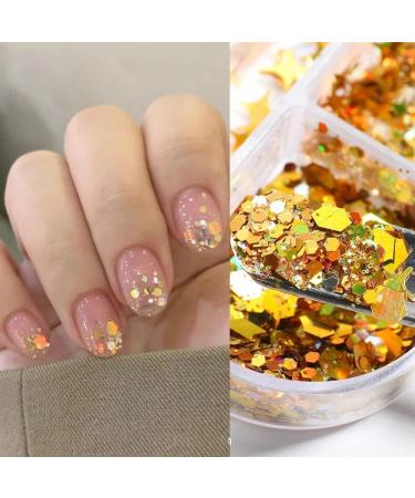 4 Boxes DIY Chunky Sparkly Slices Holographic Nail Sequins Summer Star Moon Glitter Flakes - Buy Online on GoSupps.com