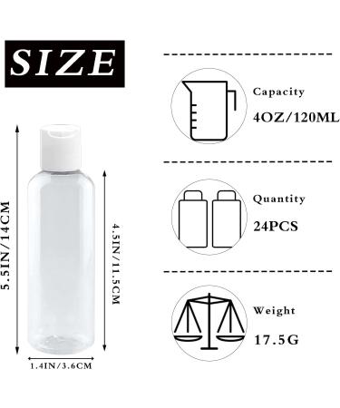 24 Pack 4oz Clear Plastic Travel Bottles with Flip Cap - Refillable Containers for Shampoo, Soap, Lotion & Cream - Buy Online on GoSupps.com