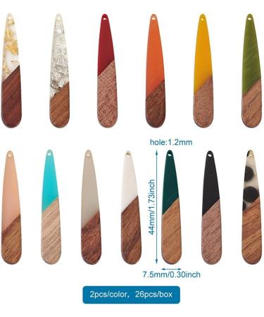 Beadthoven 26pcs Natural Wood Resin Teardrop Charms Earrings Pendants - Mixed Colors Statement Jewelry Making Findings - Buy Online on GoSupps.com