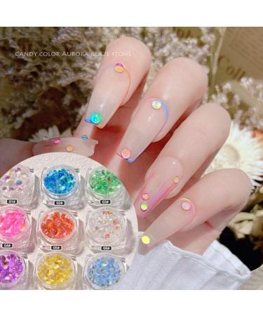 Supplies Women DIY Manicures Candy Colors Mixed Size Nail Art Decals Mermaid Round Glass Decorations Nail Rhinestones Nail Crystal AB Beads(08) - Buy Online on GoSupps.com